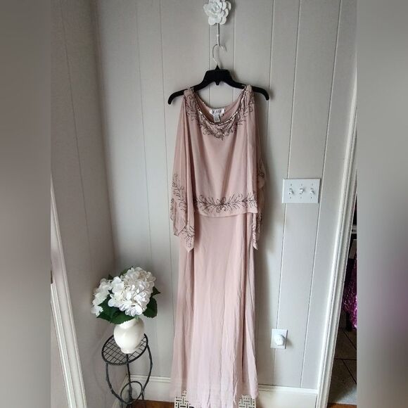 J Kara Blush Pink Beaded Capelet Gown Size 18W NWT – Formal Evening Dress - Picture 2 of 12